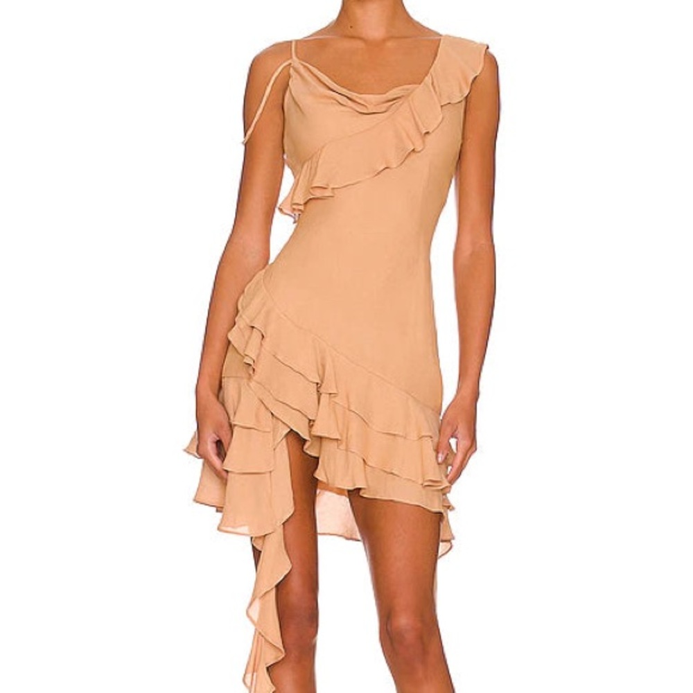 NBD Dua Tan Ruffle Mini Dress